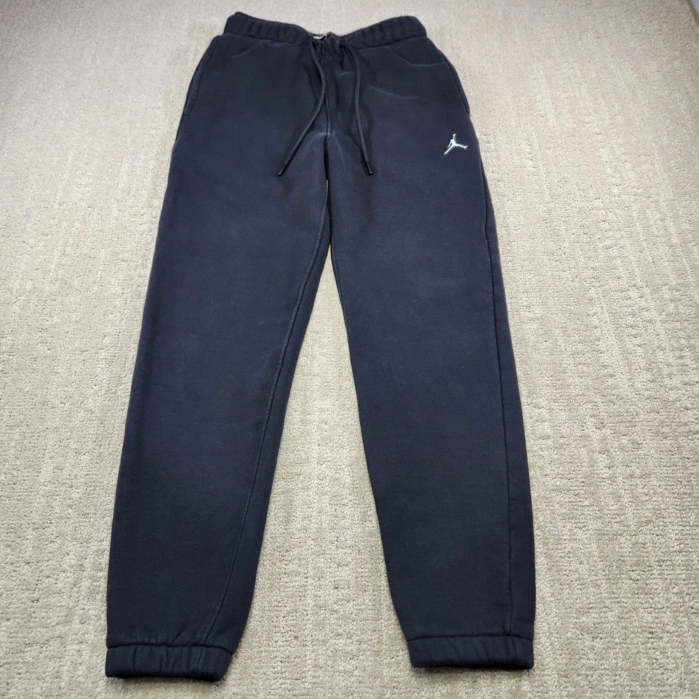Nike Jordan Pants Men XS Essential Heavy Cotton Fleece Joggers Black Training